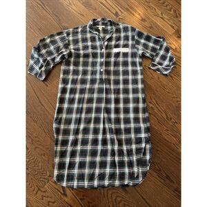 VNT Christian Dior Nightgown Long Plaid Lace Medium Mom Flannel